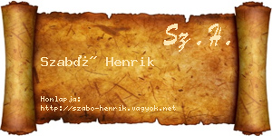 Szabó Henrik névjegykártya